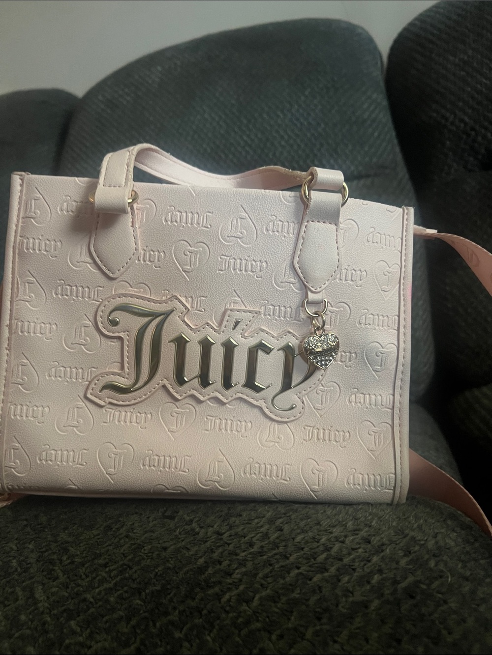 Juicy Couture Light Pink Logo Satchel with Heart Charm